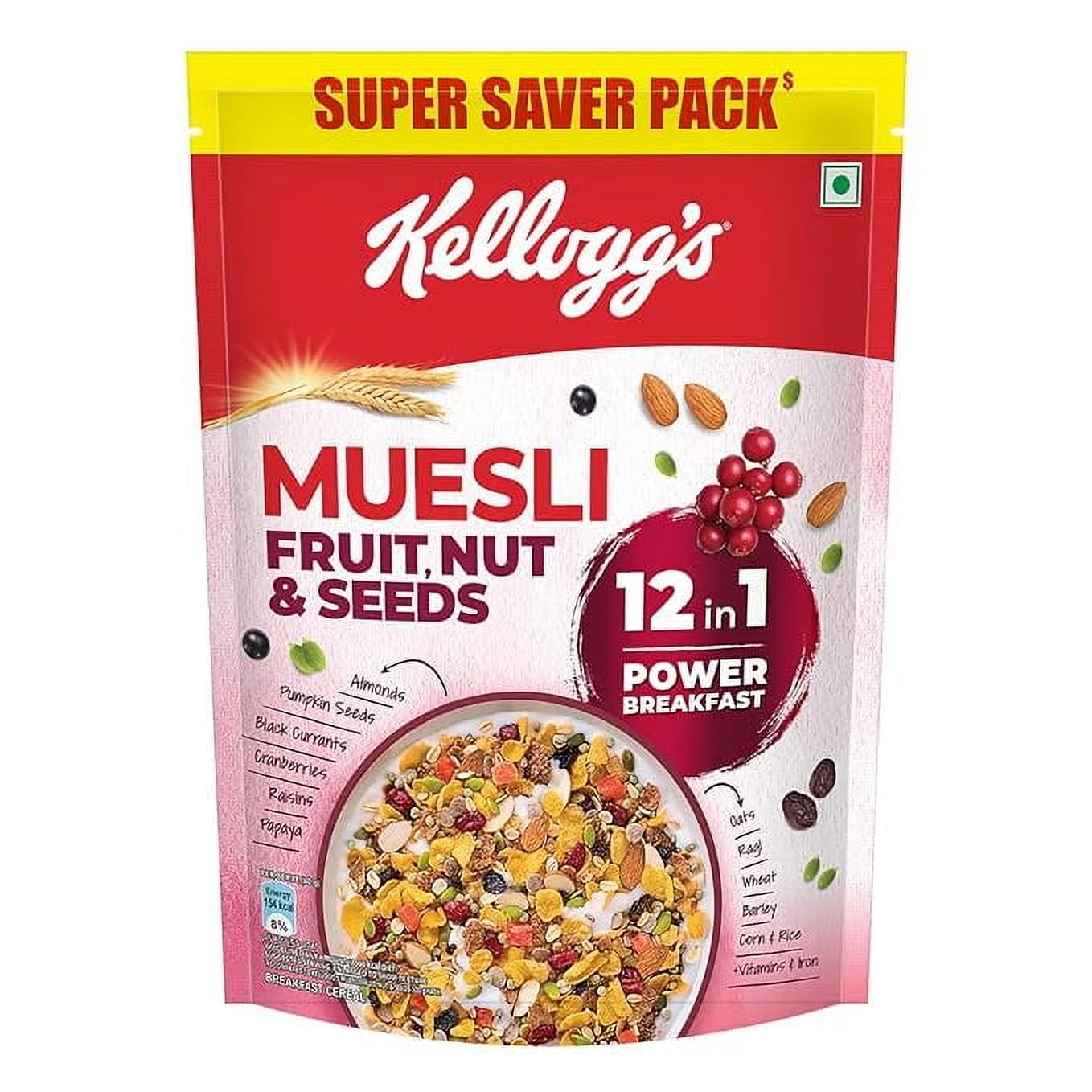 Kellogg s Muesli Fruit Nut Seeds 750g 12 in 1 Power Breakfast India s Kellogg s Muesli Fruit Nut Seeds 750g 12 in 1 Power Breakfast India s