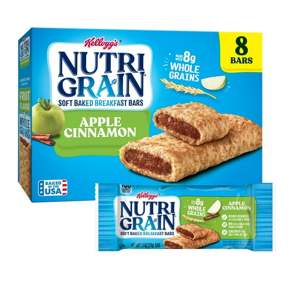Kellogg's Nutri-Grain Apple Cinnamon Chewy Soft Baked Breakfast Bars, Ready-to-Eat, 10.4 oz, 8 Count pack of 4