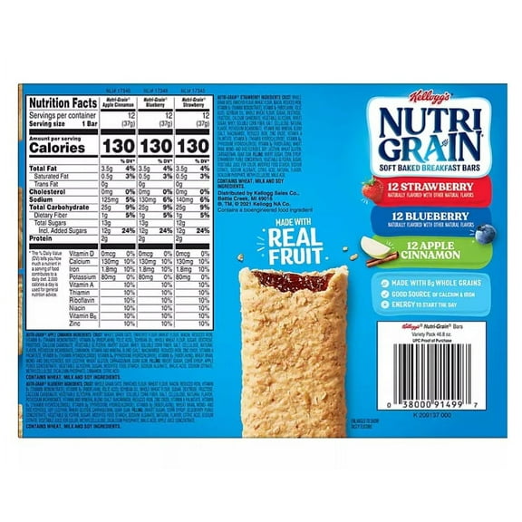 Kellogg's Nutri-Grain Bars Variety Pack (1.3 oz., 36 pk.)