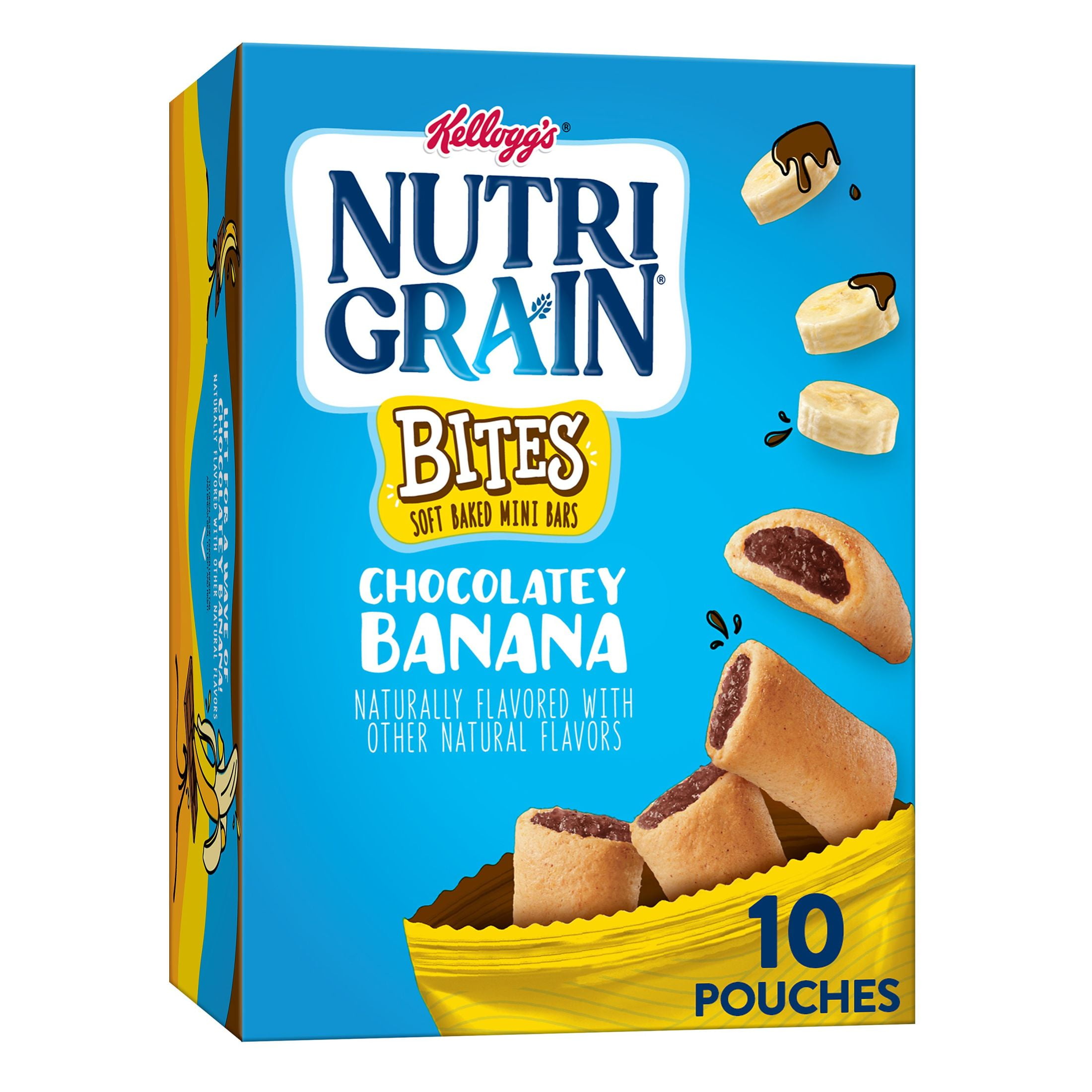 Kellogg's Nutri-Grain Bites Chocolatey Banana Chewy Mini Breakfast Bars, Made with Whole Grains, 13 oz, 10 Count