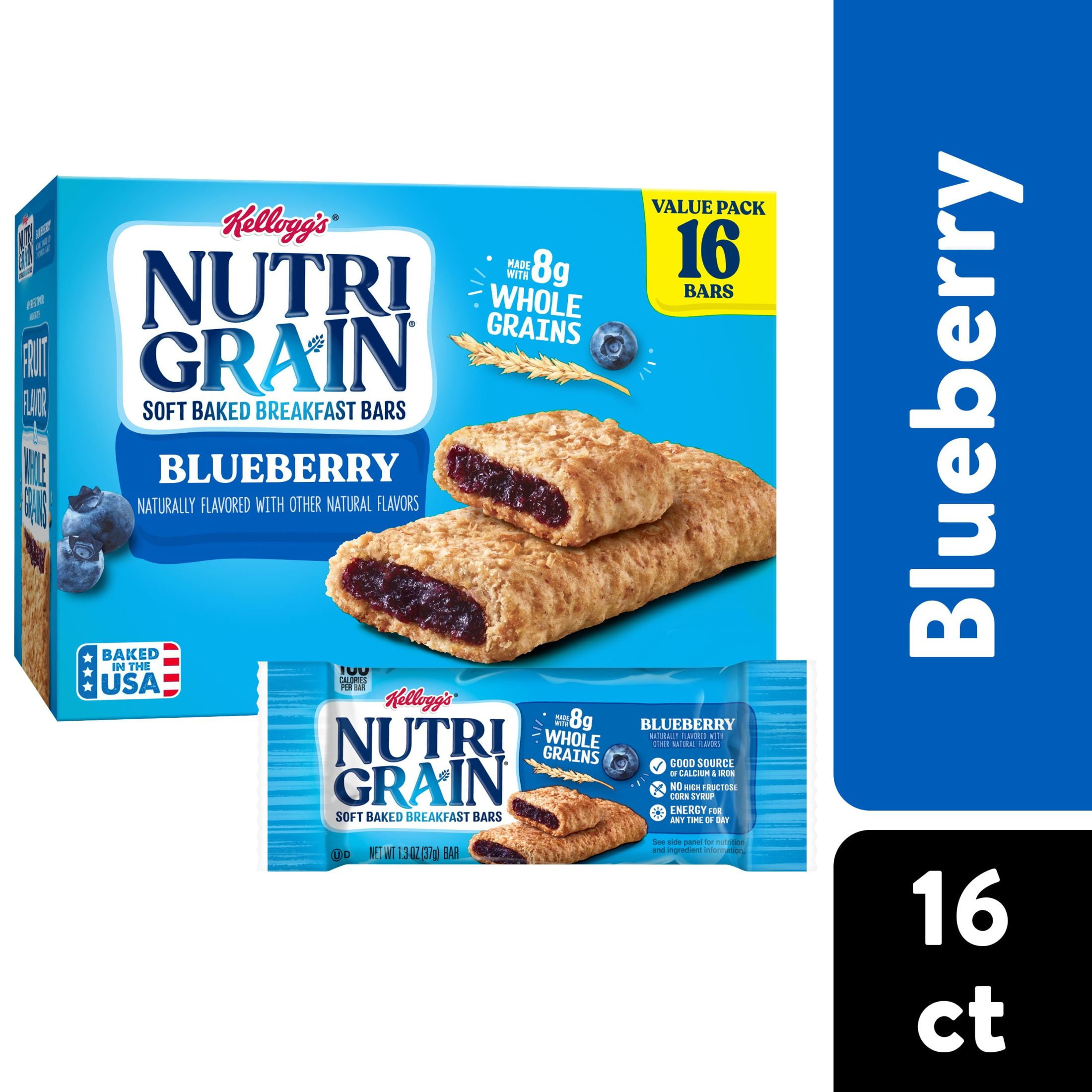 Kellogg's NutriGrain Blueberry Chewy Soft Baked Breakfast Bars, 20.8