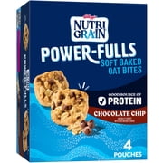 Kellogg's Nutri-Grain Power-Fulls Chocolate Chip Chewy Soft Baked Oat Bites, Protein Snacks, 5.6 oz, 4 Count