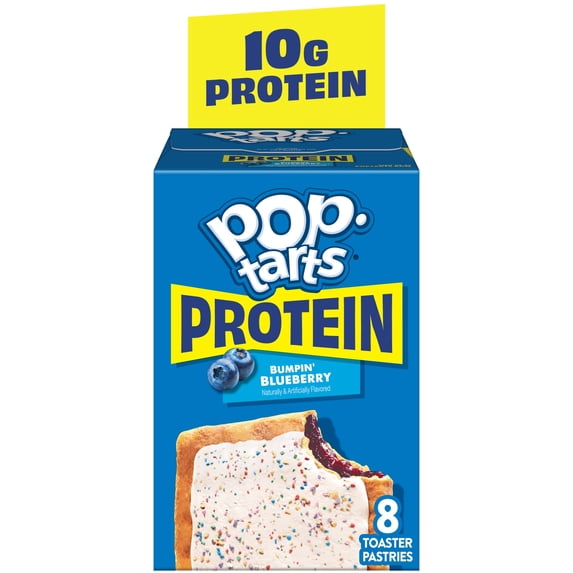 Pop-Tarts Protein Bumpin' Blueberry Toaster Pastries, 10g Protein, Shelf-Stable, 14.3 oz (8 Count)