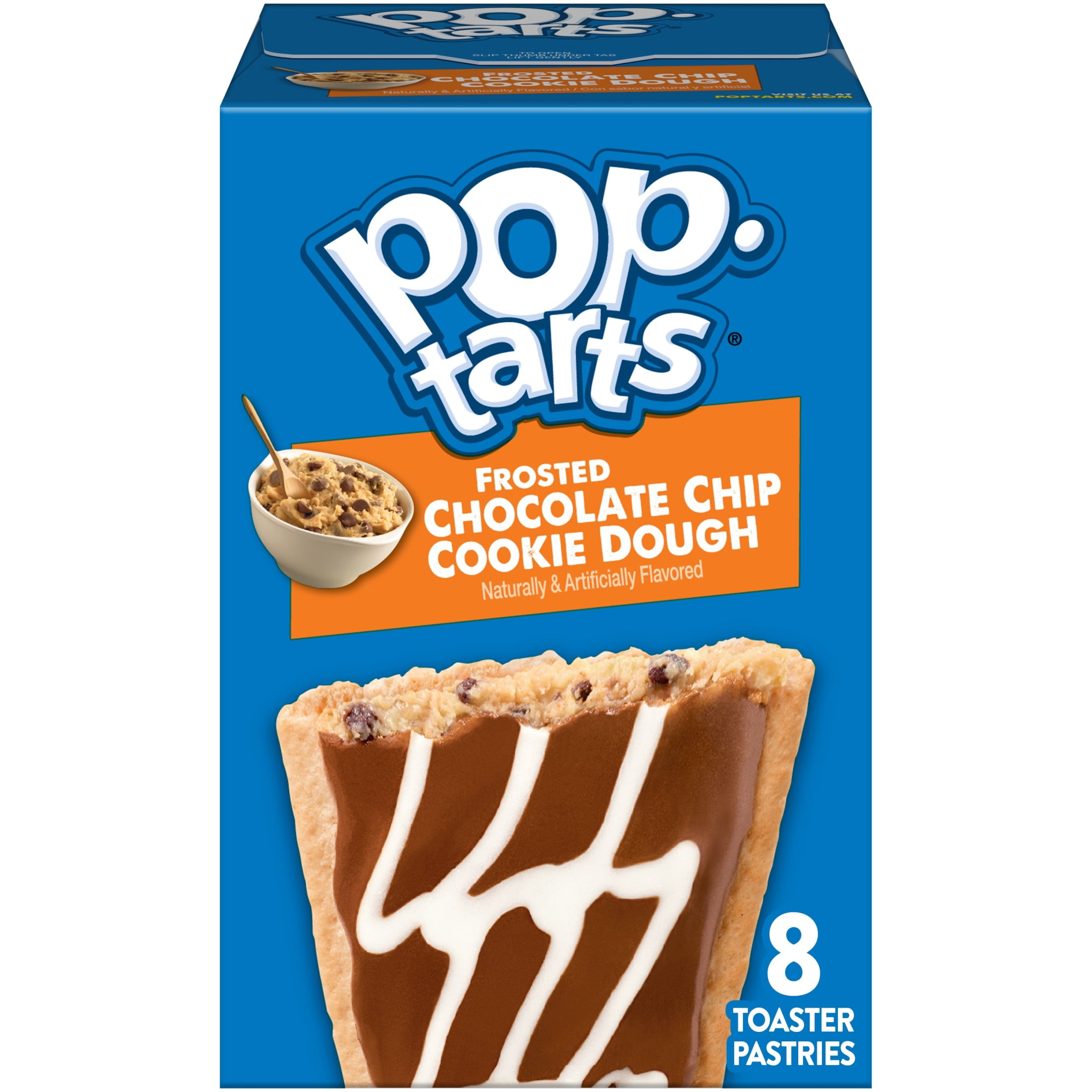 Pop-Tarts Frosted Chocolate Chip Cookie Dough Toaster Pastries, Breakfast Foods, Shelf-Stable, 13.5 oz (8 Count)