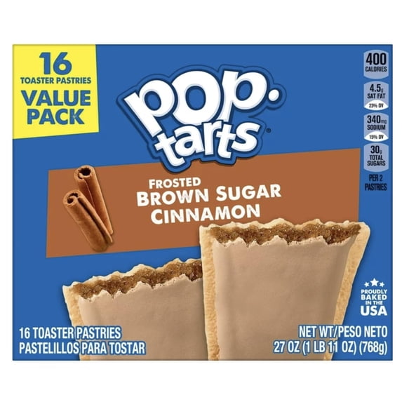 Kellogg's Pop Tarts FROSTED BROWN SUGAR CINNAMON Toaster Pastries 27oz Box 16 ct
