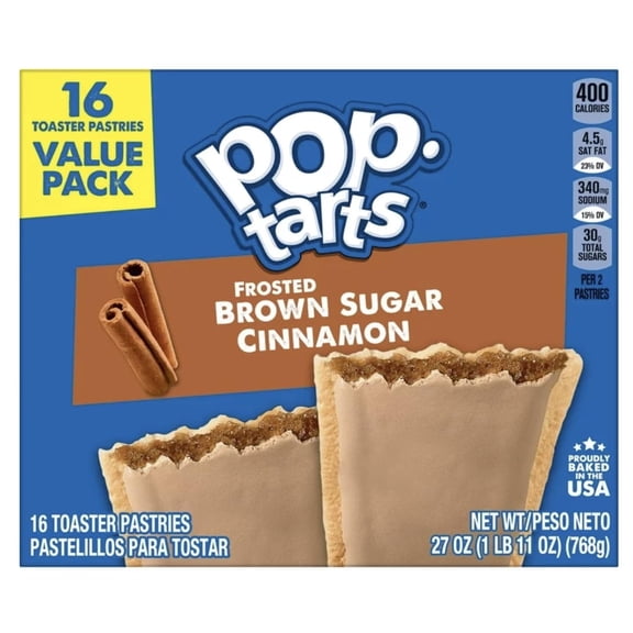 Kellogg's Pop Tarts FROSTED BROWN SUGAR CINNAMON Toaster Pastries 27oz Box 16 ct