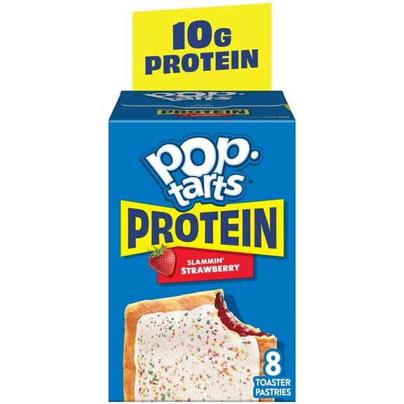 Pop-Tarts Protein Slammin' Strawberry Toaster Pastries, 10g Protein, Shelf-Stable, 14.3 oz (8 Count)