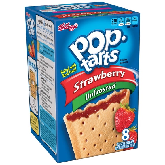 Kellogg's Pop-Tarts, Strawberry, Unfrosted (Pack of 20)