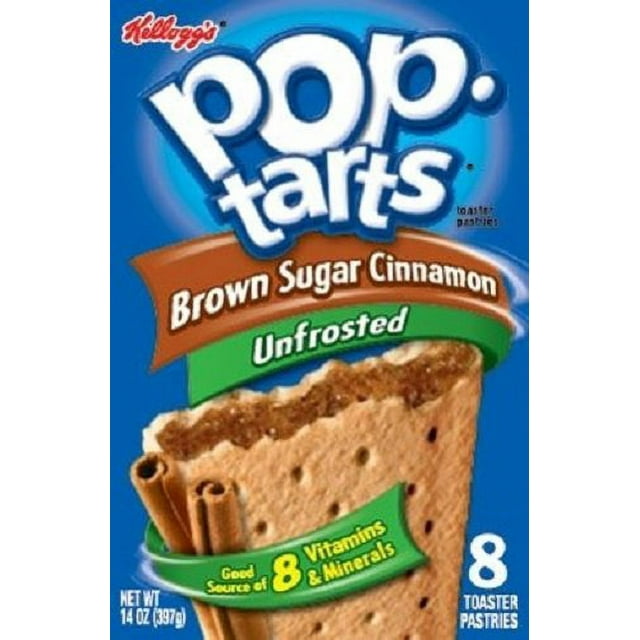 Kellogg's, PopTarts, Unfrosted Brown Sugar Cinnamon, 8 Count, 14oz Box (Pack of 2)