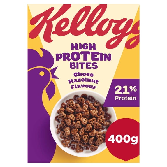 Kellogg's Protein Bites Choco Hazelnut Breakfast Cereal 400g, Imported from Britain