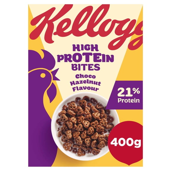 Kellogg's Protein Bites Choco Hazelnut Breakfast Cereal 400g, Imported from Britain