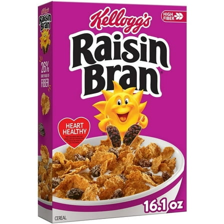 Kellogg's Raisin Bran Breakfast Cereal, Fiber Cereal, Family Breakfast, Original, 16.1oz Box (1 Box)pack of 2