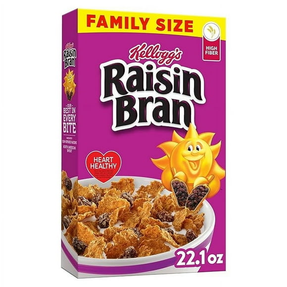Kellogg,S Raisin Bran Breakfast Cereal, Fiber Cereal, Family Breakfast, Original, 22.1Oz Box (1 Box)