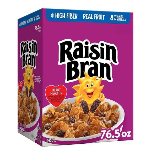Kelloggs Raisin Bran Cereal, 76.5 oz Family Size, High Fiber Breakfast Cereal