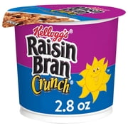 Kellogg's Raisin Bran Crunch Breakfast Cereal Cups, Family Breakfast, Fiber Cereal, Original, 2.8oz Cup (1 Cup)