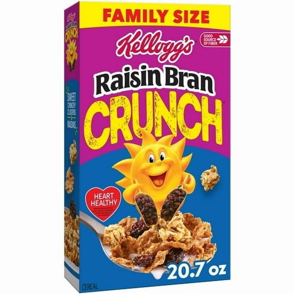 Kellogg's Raisin Bran Crunch Breakfast Cereal, Fiber Cereal, Family Breakfast, Family Size, 20.7oz Box (1 Box)pack of 2