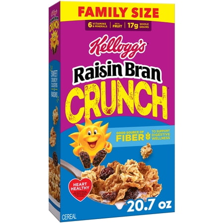 Kellogg's Raisin Bran Crunch Crunch Breakfast Cereal Family Size Box, 20.7 oz
