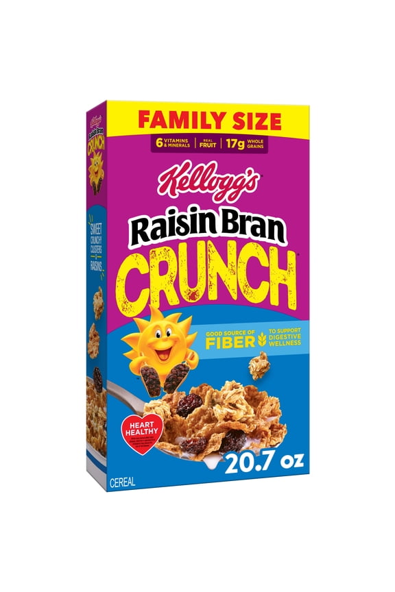 Kellogg's Raisin Bran Crunch Crunch Breakfast Cereal, Good Source of Fiber, Family Size, 20.7  oz