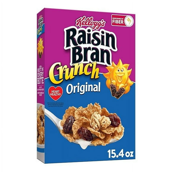 Kellogg's Raisin Bran Crunch Breakfast Cereal, Fiber Cereal, Family Breakfast, Original, 15.4oz Box (1 Box)