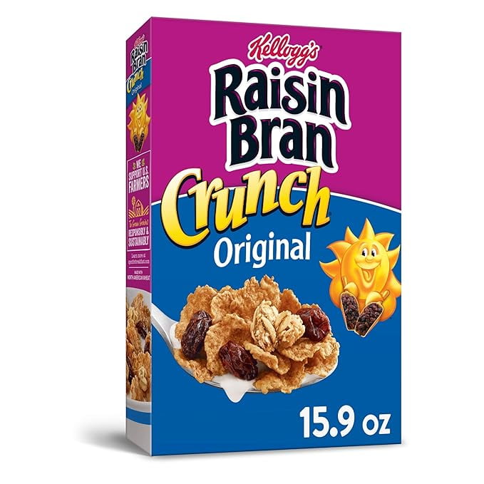Kellogg's Raisin Bran Crunch Cold Breakfast Cereal, Fiber Cereal, Heart Healthy, Original, 15