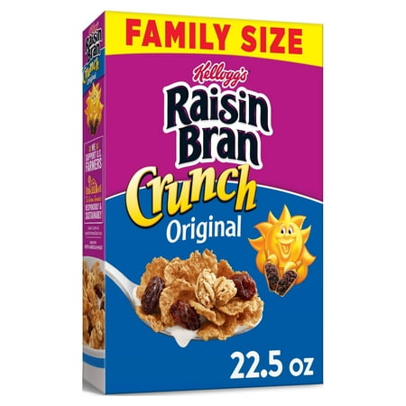 Kellogg's Raisin Bran Crunch Original Breakfast Cereal, Family Size, 22.5 oz Box