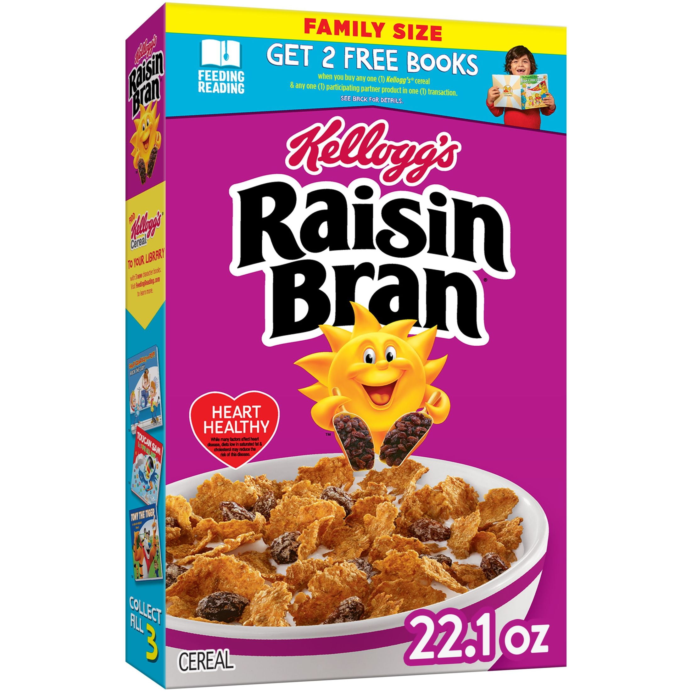 Kellogg's Raisin Bran Breakfast Cereal, Fiber Cereal, Family Breakfast, Family Size, Original, 22.1oz Box (1 Box)