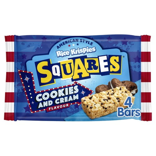Kellogg's Rice Krispie Squares Cookies & Cream 4 x 34g, British Import (Pack of 3)