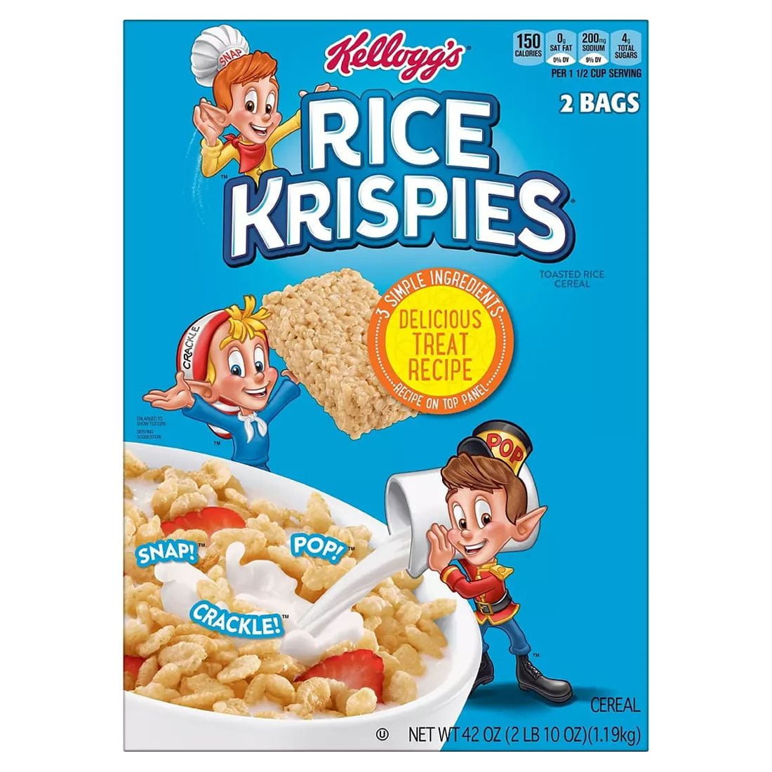 Kellogg's Rice Krispies Breakfast Cereal, 42 oz.