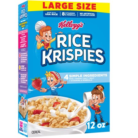 Kellogg's Rice Krispies Breakfast Cereal, 8 Vitamins and Minerals, Large Size, 12 oz