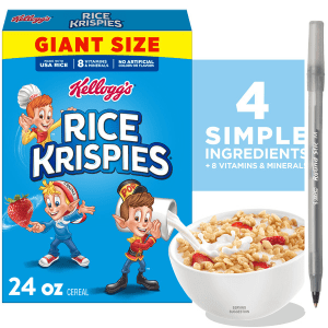 Kellogg's Rice Krispies Breakfast Cereal, 8 Vitamins and Minerals, Giant Size with pan