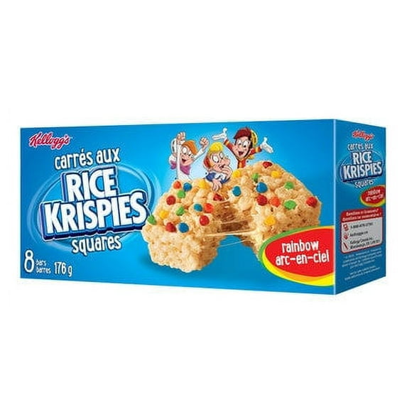 Kellogg's Rice Krispies Square Bars, 8ct, Rainbow Cereal Bars 176g/6.2oz., Box