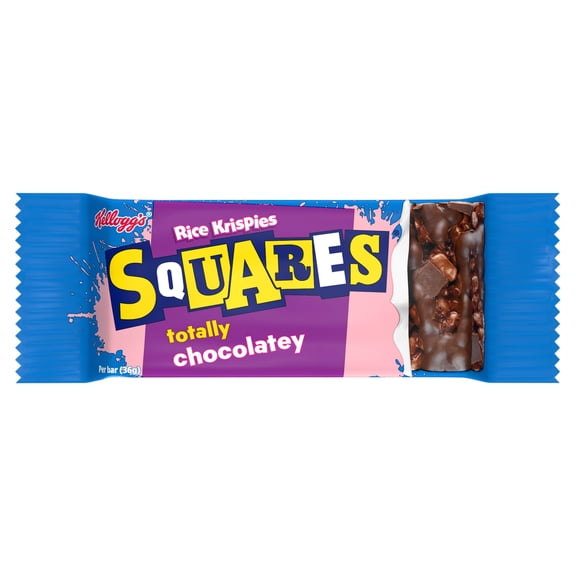 Kellogg's Rice Krispies Squares Cereal Bar Totally Chocolate Single 36g, Imported from Britain