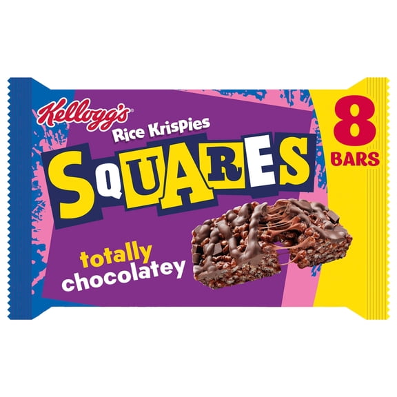Kellogg's Rice Krispies Squares Chocolate Snack Bars 8x36g, Imported from Britain