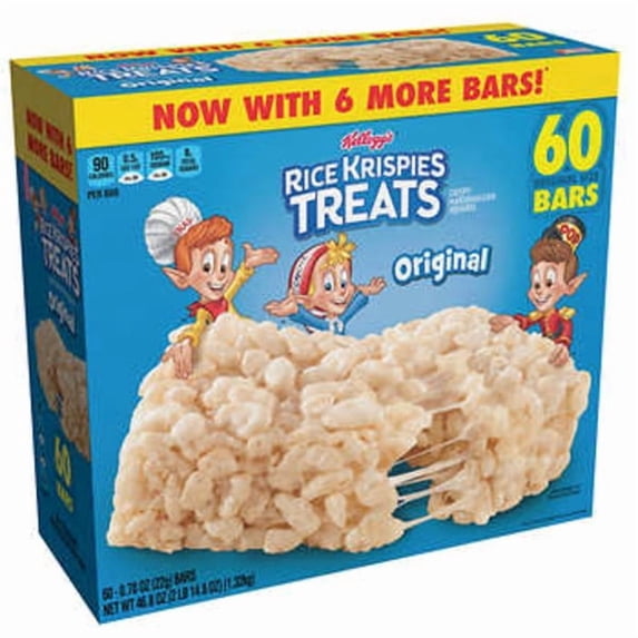 Kellogg’s Rice Krispies Treats Original Marshmallow Snack Bars, 60 Count, 46.8 oz Bulk Box