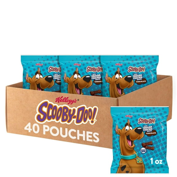 Kellogg's SCOOBY-DOO! Baked Graham BCF26 Cracker Snacks, Lunch Snacks, Chocolate (40 Pouches)