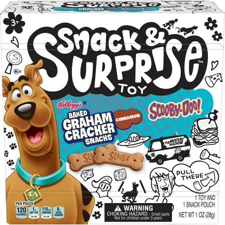 Kellogg's SCOOBY-DOO! Cinnamon Baked Graham Cracker Snacks, Made with Whole Grains, 1 oz