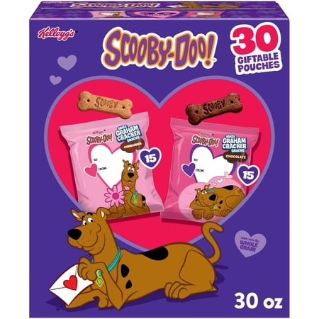Kellogg's SCOOBY-DOO! Variety Pack Baked Graham Cracker Snacks, Valentine's Day, 30 Count