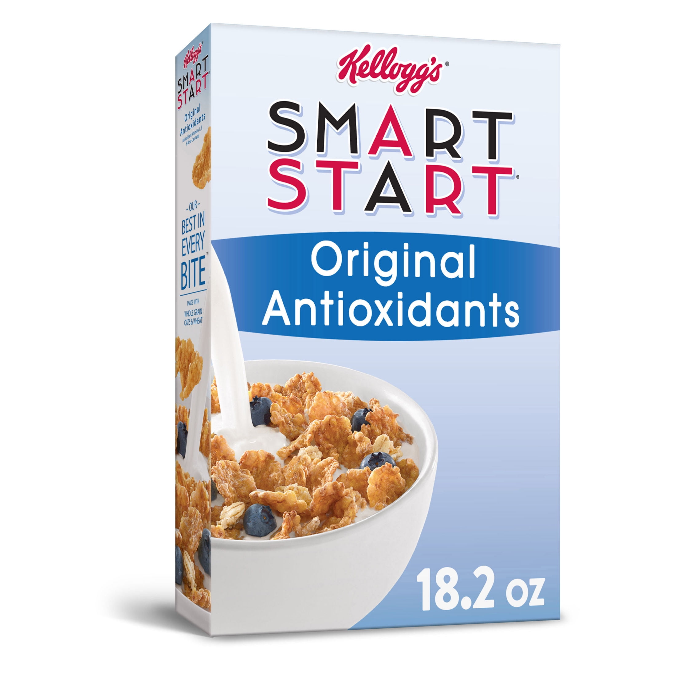 Kellogg's Smart Start Breakfast Cereal, Fiber Cereal, Whole Grain Snacks, Original Antioxidants, 18.2oz Box (1 Box)