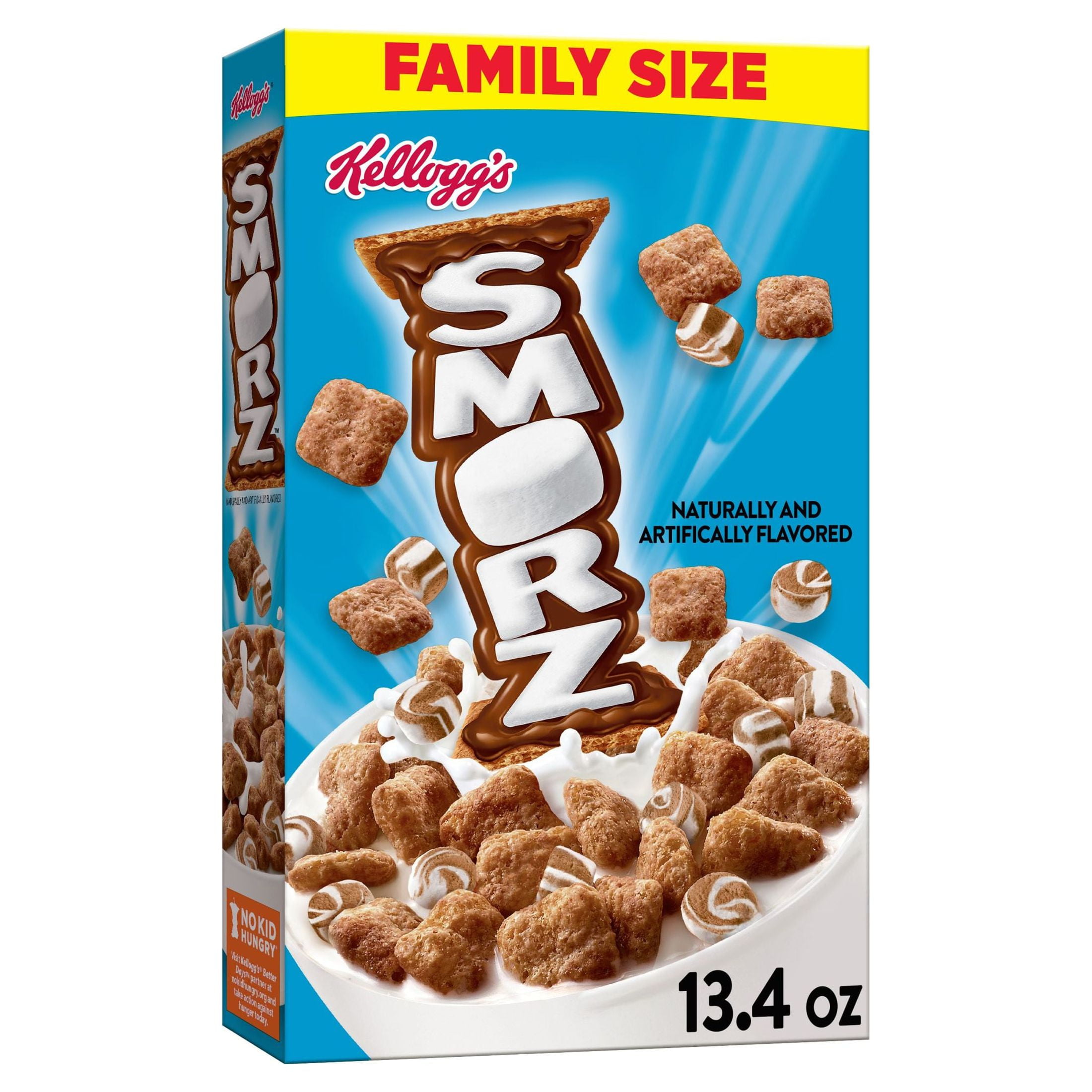 Kellogg's Smorz Breakfast Cereal, 8 Vitamins and Minerals, Kids Snacks, Family Size, Original, 13.4oz Box (1 Box)