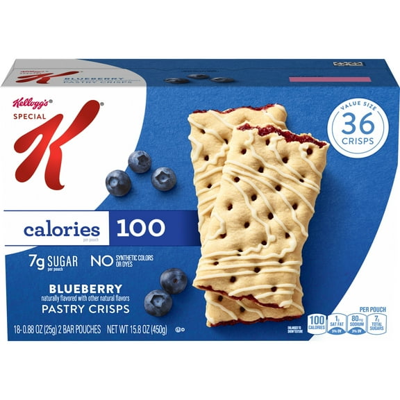 Special K Bar Blueberry Chewy Pastry Crisps, 100 Calories, 15.84 oz, 36 Count