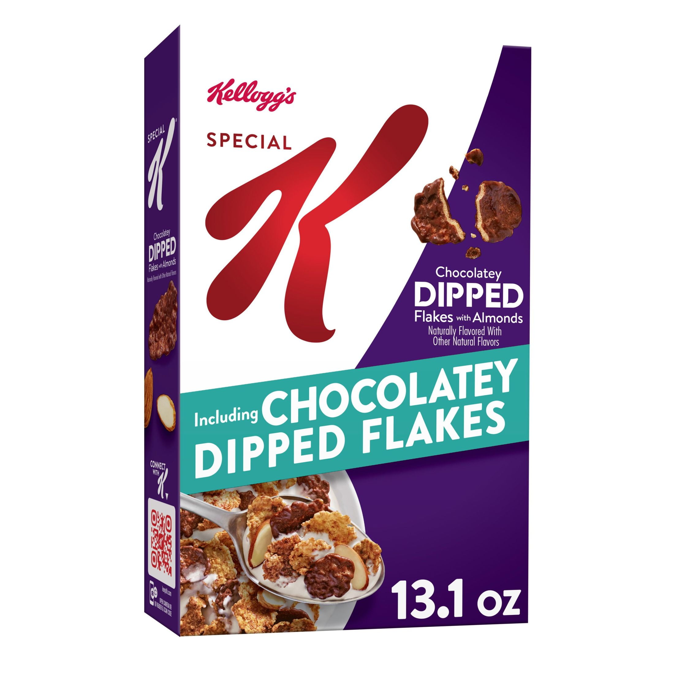 Kellogg's Special K Breakfast Cereal, 11 Vitamins and Minerals, Anytime Snacks, Chocolatey Dipped Flakes with Almonds, 13.1oz Box (1 Box)