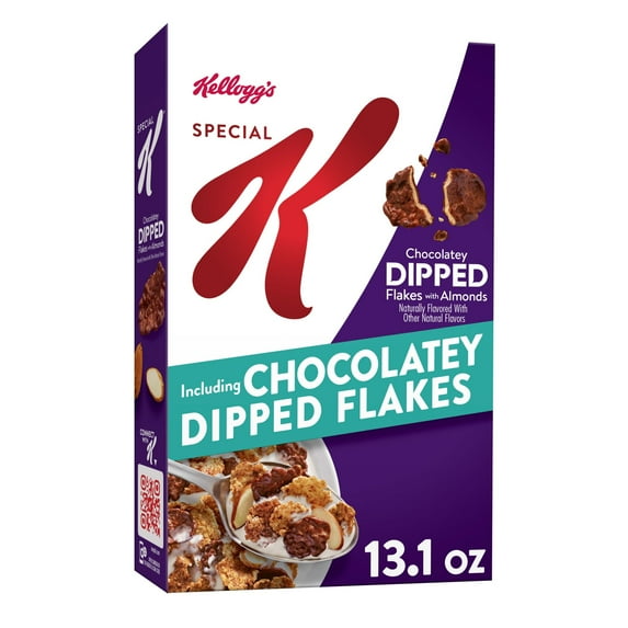 Kellogg's Special K Breakfast Cereal, 11 Vitamins and Minerals, Anytime Snacks, Chocolatey Dipped Flakes with Almonds, 13.1oz Box (1 Box)
