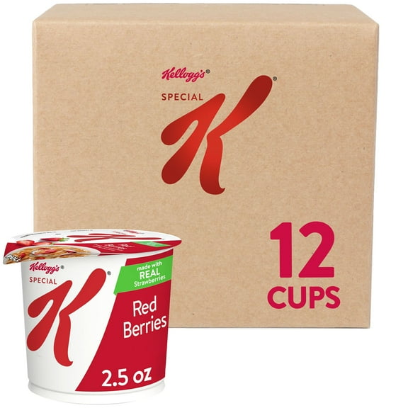Kellogg's Special K Breakfast Cereal Cups, 11 Vitamins and Minerals, Made with Real Strawberries, Red Berries, 30oz Case (12 Cups)