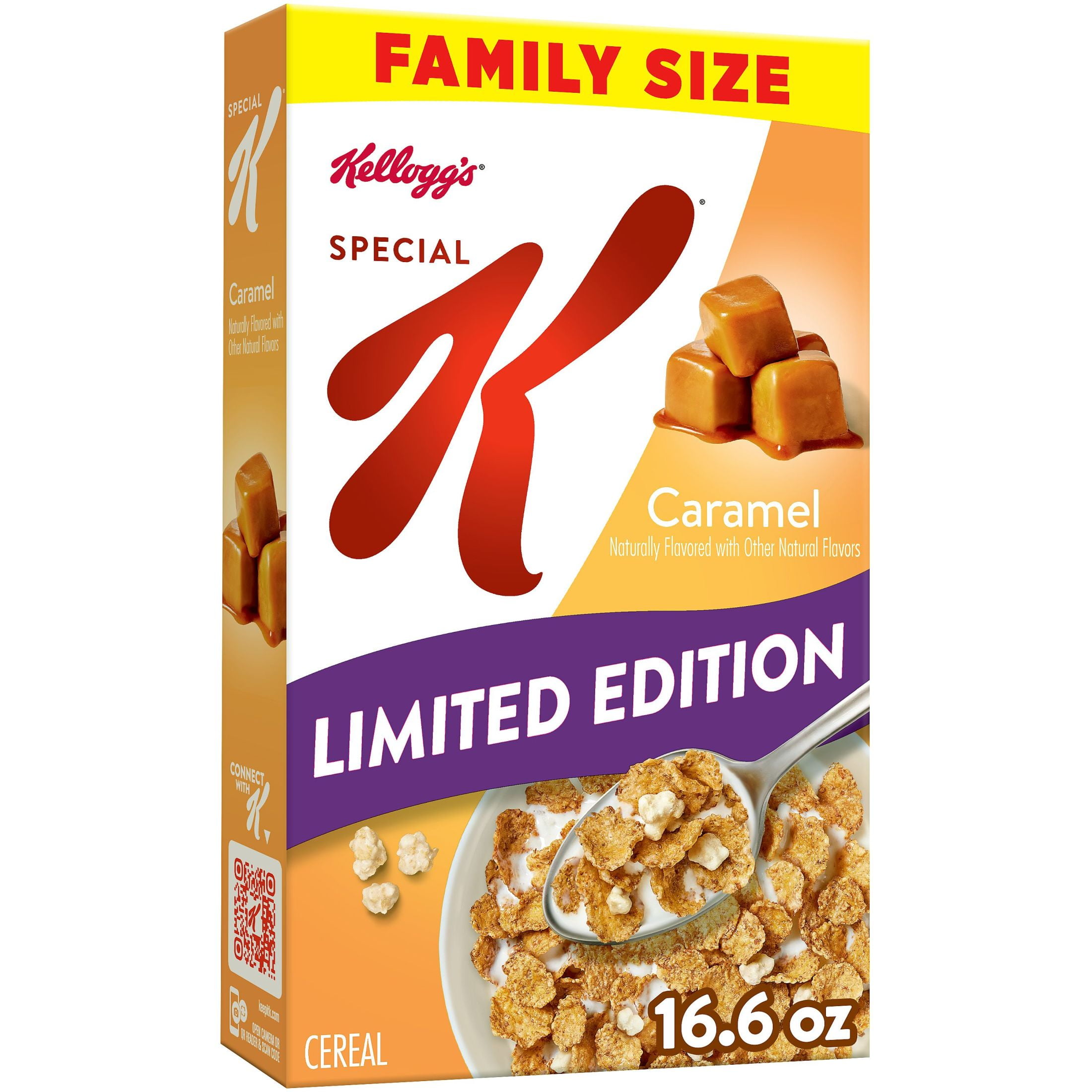 Kellogg's Special K Breakfast Cereal, Family Breakfast, Fiber Cereal, Family Size, Caramel, 16.6oz Box (1 Box)