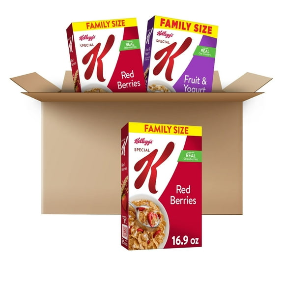 Kelloggs Special K Breakfast Cereal, Family Breakfast, Fiber Cereal, Family Size, Variety Pack (3 Boxes)