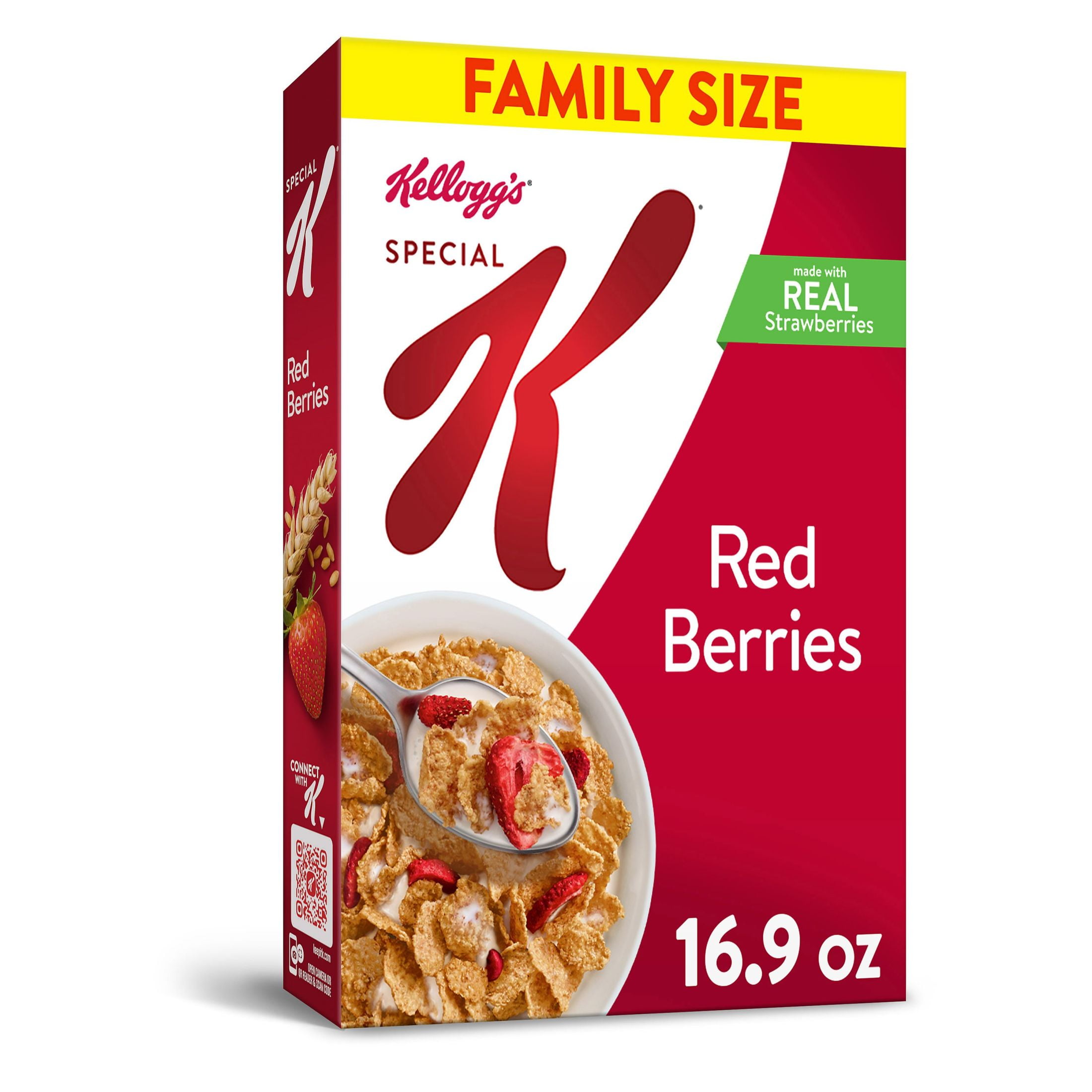 Kellogg's Special K Breakfast Cereal, Family Breakfast, Made with Real Strawberries, Family Size, Red Berries, 16.9oz Box (1 Box)
