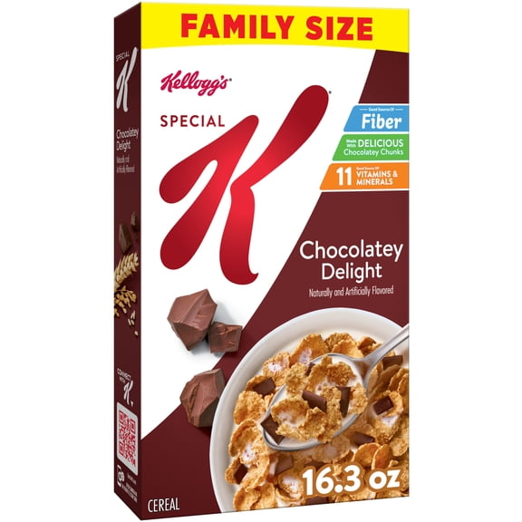 Kellogg's Special K Chocolatey Delight Breakfast Cereal, Good Source of Fiber, Family Size, 16.3 oz