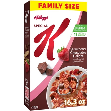 Kellogg's Special K Strawberry Chocolatey Delight Breakfast Cereal, 11 Vitamins & Minerals, Family Size, 16.3 oz