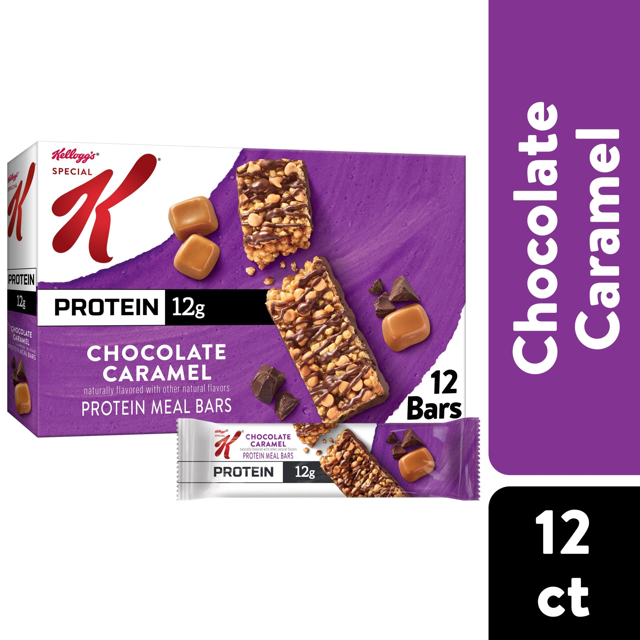 Kellogg's Special K Chocolate Caramel Chewy Protein Meal Bars, Ready-to-Eat, 19 oz, 12 Count - image 1 of 13