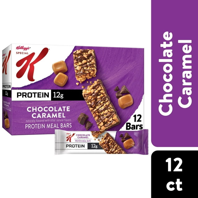 Kellogg's Special K Chocolate Caramel Chewy Protein Meal Bars, Ready-to-Eat, 19 oz, 12 Count